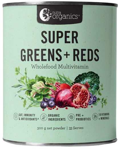 NUTRA ORGANICS Super Greens+Reds Powder 300g
